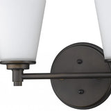 Two Light Bronze Wall Light with Frosted Glass Shade - Homeroots