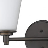 Two Light Bronze Wall Light with Frosted Glass Shade - Homeroots