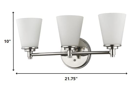 Three Light Silver Wall Light with Frosted Glass Shade - Homeroots