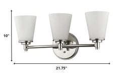 Three Light Silver Wall Light with Frosted Glass Shade - Homeroots