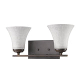 Two Light Bronze Wall Light with Tapered Glass Shade - Homeroots