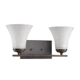 Two Light Bronze Wall Light with Tapered Glass Shade - Homeroots