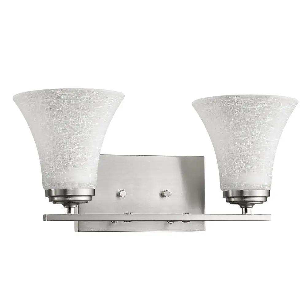 Two Light Silver Wall Light with Tapered Glass Shade - Homeroots - Flyclothing LLC