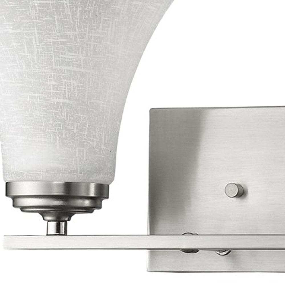 Two Light Silver Wall Light with Tapered Glass Shade - Homeroots - Flyclothing LLC