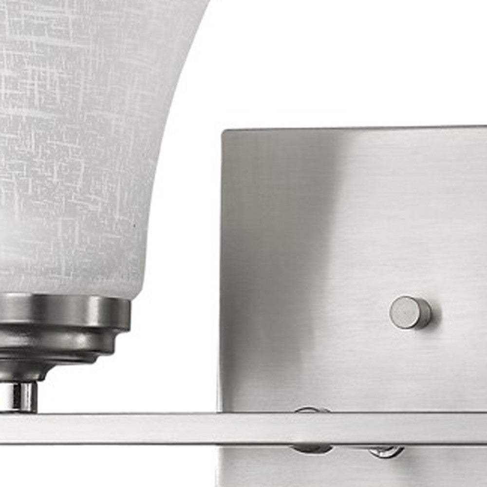 Two Light Silver Wall Light with Tapered Glass Shade - Homeroots - Flyclothing LLC
