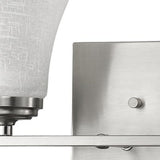 Two Light Silver Wall Light with Tapered Glass Shade - Homeroots