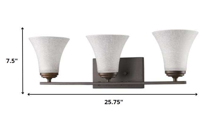 Three Light Bronze Wall Light with Tapered Glass Shade - Homeroots - Flyclothing LLC