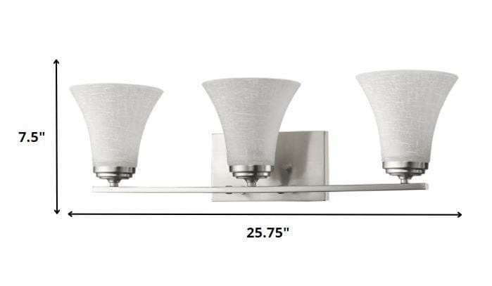 Three Light Silver Wall Light with Tapered Glass Shade - Homeroots - Flyclothing LLC