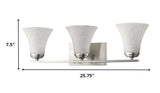 Three Light Silver Wall Light with Tapered Glass Shade - Homeroots - Flyclothing LLC