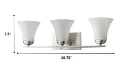 Three Light Silver Wall Light with Tapered Glass Shade - Homeroots