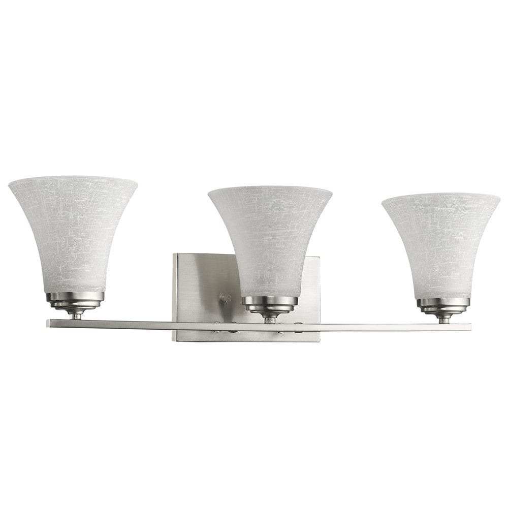 Three Light Silver Wall Light with Tapered Glass Shade - Homeroots - Flyclothing LLC