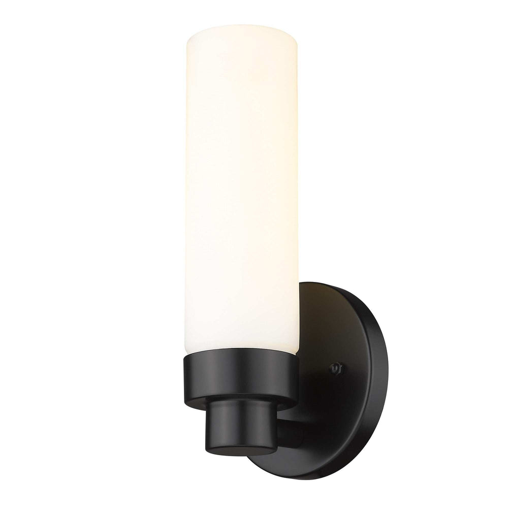 Matte Black Wall Light with Narrow Frosted Glass Shade - Homeroots - Flyclothing LLC