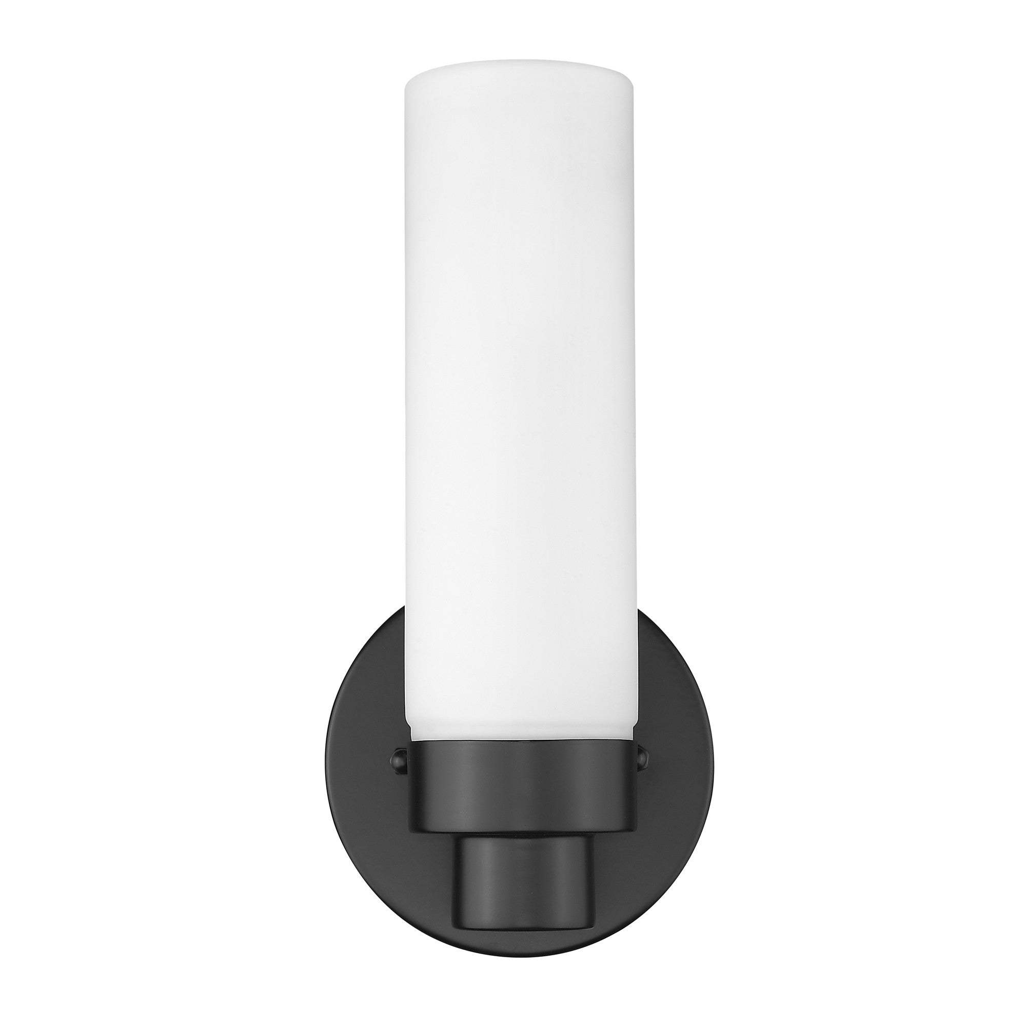 Matte Black Wall Light with Narrow Frosted Glass Shade - Homeroots - Flyclothing LLC