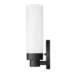 Matte Black Wall Light with Narrow Frosted Glass Shade - Homeroots