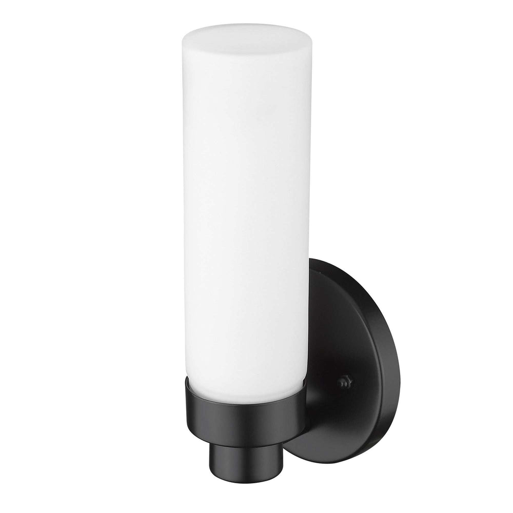 Matte Black Wall Light with Narrow Frosted Glass Shade - Homeroots - Flyclothing LLC