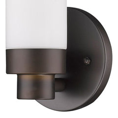 Bronze Wall Light with Narrow Frosted Glass Shade - Homeroots
