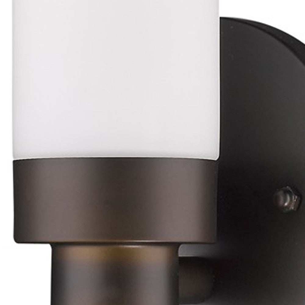 Bronze Wall Light with Narrow Frosted Glass Shade - Homeroots - Flyclothing LLC