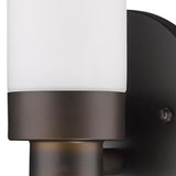 Bronze Wall Light with Narrow Frosted Glass Shade - Homeroots