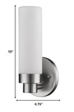 Silver Wall Light with Narrow Frosted Glass Shade - Homeroots