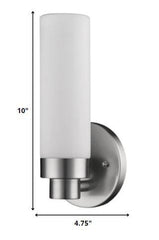 Silver Wall Light with Narrow Frosted Glass Shade - Homeroots