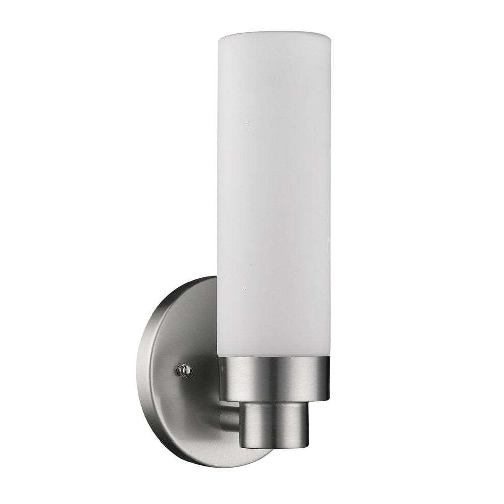 Silver Wall Light with Narrow Frosted Glass Shade - Homeroots - Flyclothing LLC
