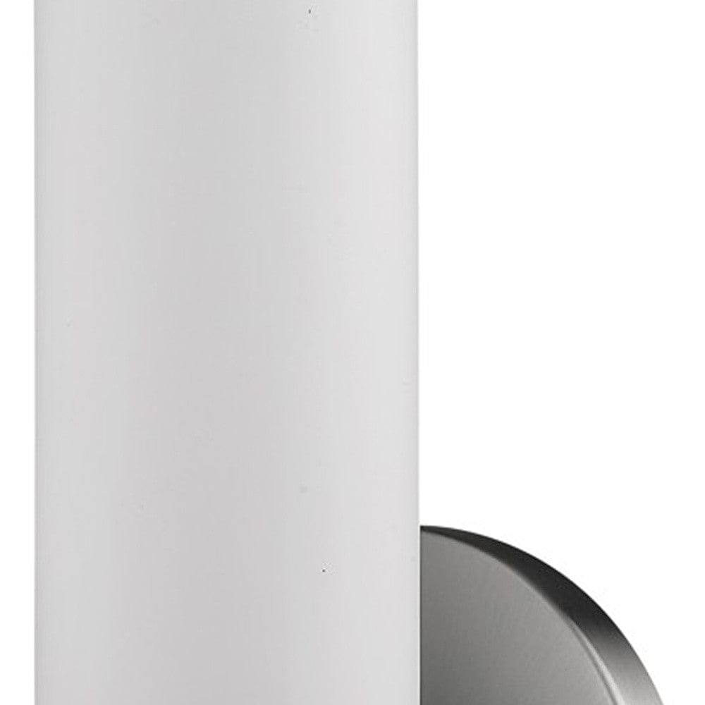 Silver Wall Light with Narrow Frosted Glass Shade - Homeroots