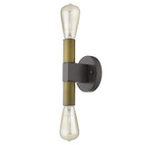 Two Light Brass and Wood Wall Sconce - Homeroots - Flyclothing LLC