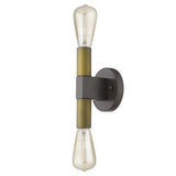 Two Light Brass and Wood Wall Sconce - Homeroots - Flyclothing LLC