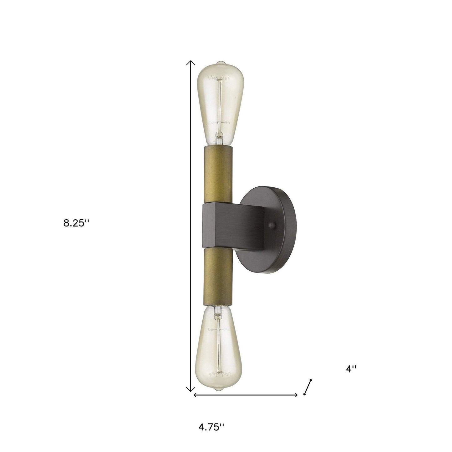 Two Light Brass and Wood Wall Sconce - Homeroots - Flyclothing LLC