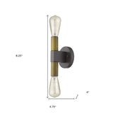 Two Light Brass and Wood Wall Sconce - Homeroots - Flyclothing LLC