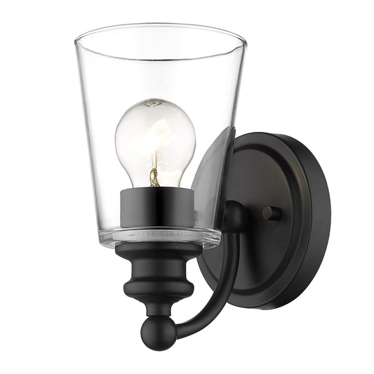 One Light Matte Black Glass Shade Wall Sconce - Homeroots