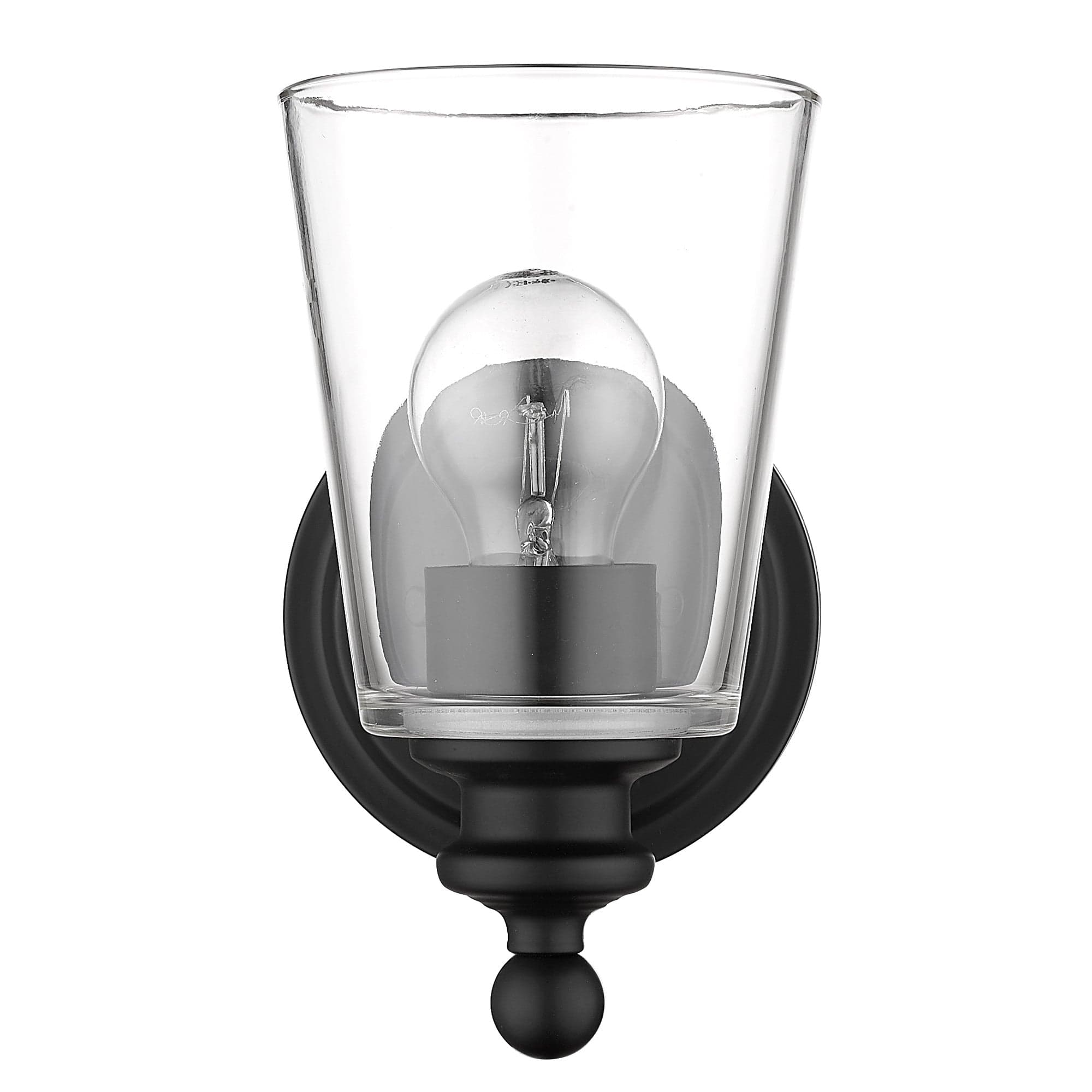 One Light Matte Black Glass Shade Wall Sconce - Homeroots