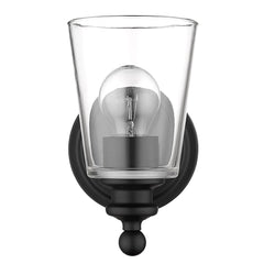 One Light Matte Black Glass Shade Wall Sconce - Homeroots