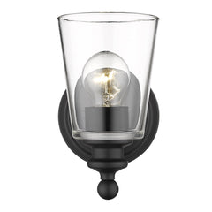 One Light Matte Black Glass Shade Wall Sconce - Homeroots