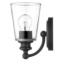 One Light Matte Black Glass Shade Wall Sconce - Homeroots