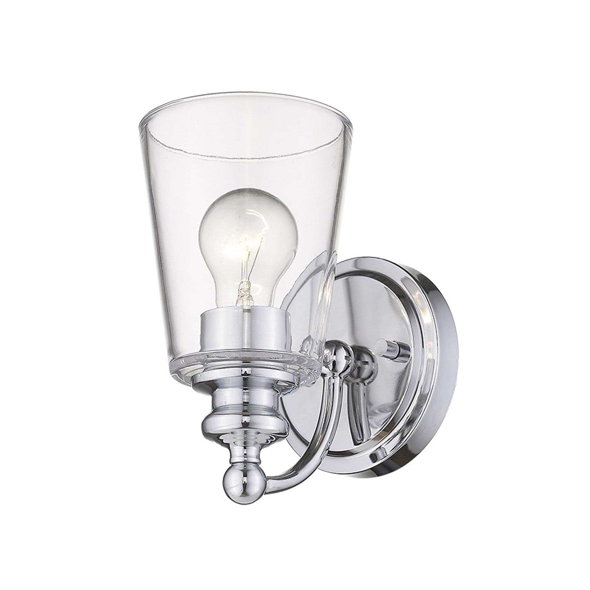 One Light Silver Glass Shade Wall Sconce - Homeroots