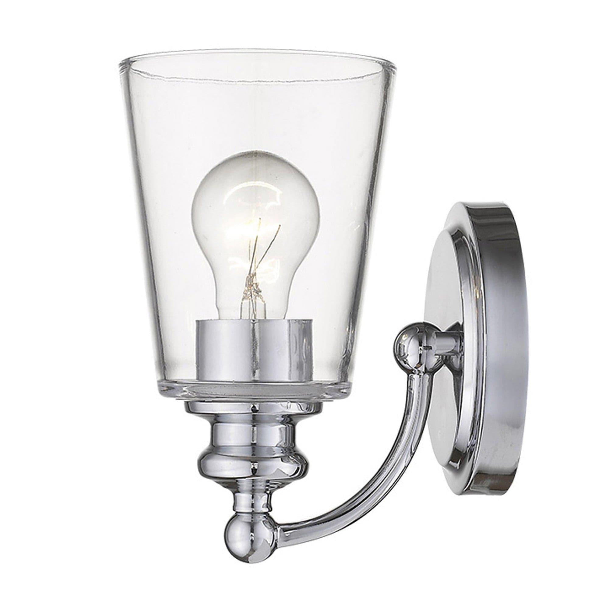 One Light Silver Glass Shade Wall Sconce - Homeroots