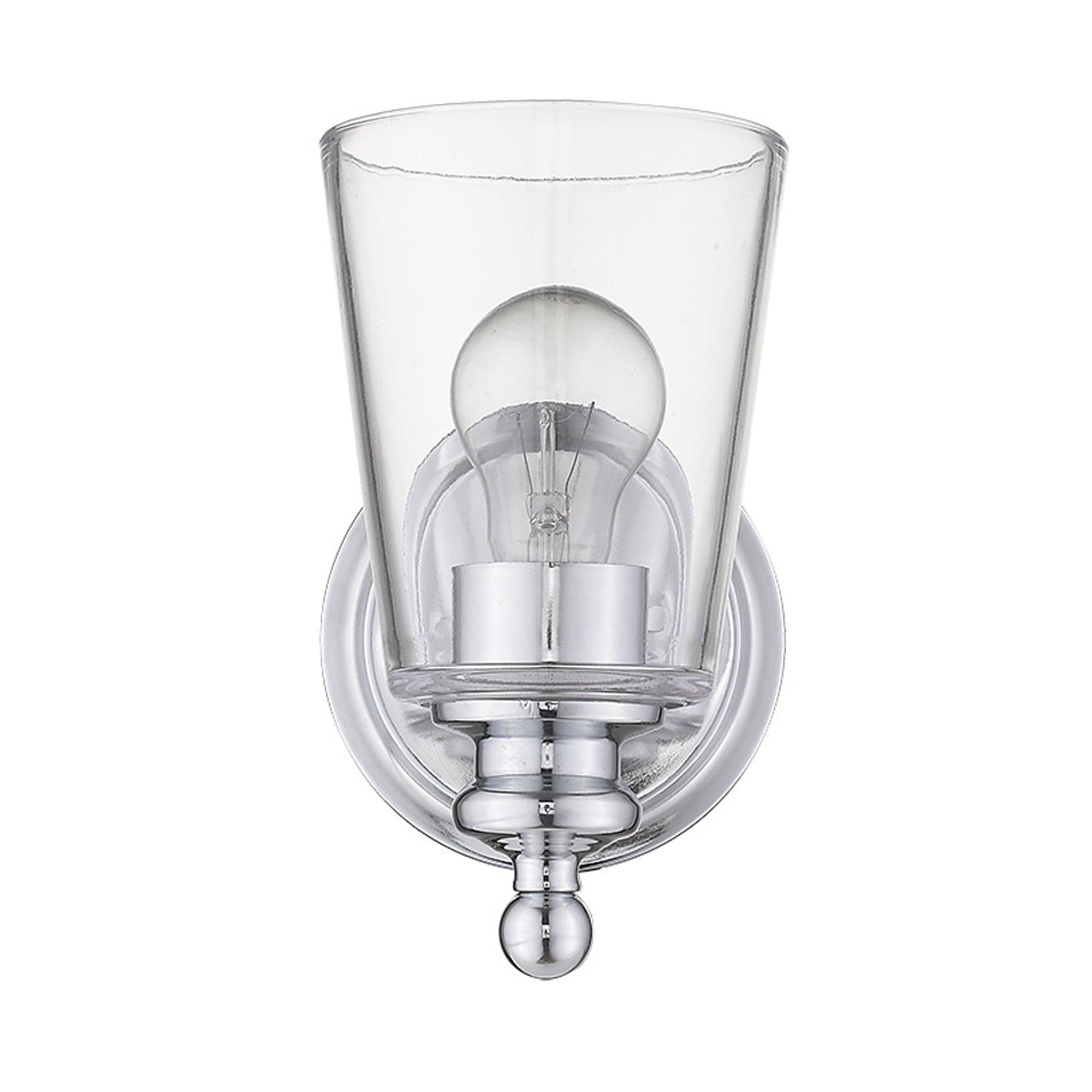 One Light Silver Glass Shade Wall Sconce - Homeroots