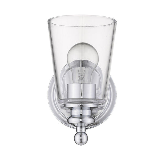 One Light Silver Glass Shade Wall Sconce - Homeroots