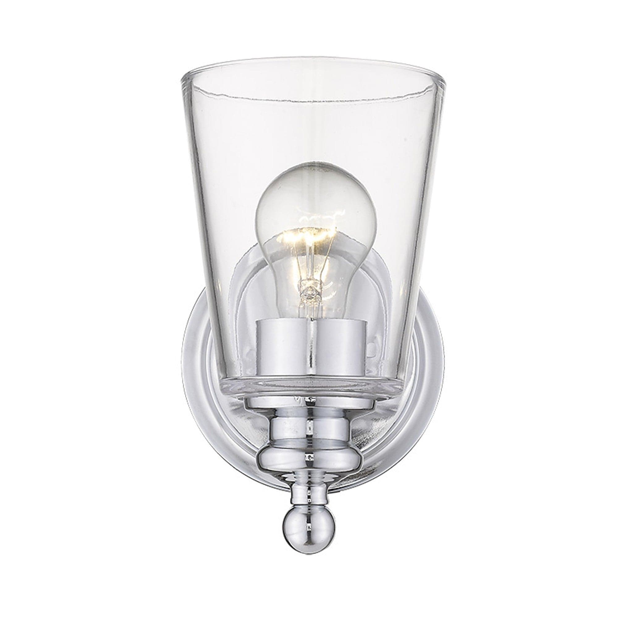 One Light Silver Glass Shade Wall Sconce - Homeroots