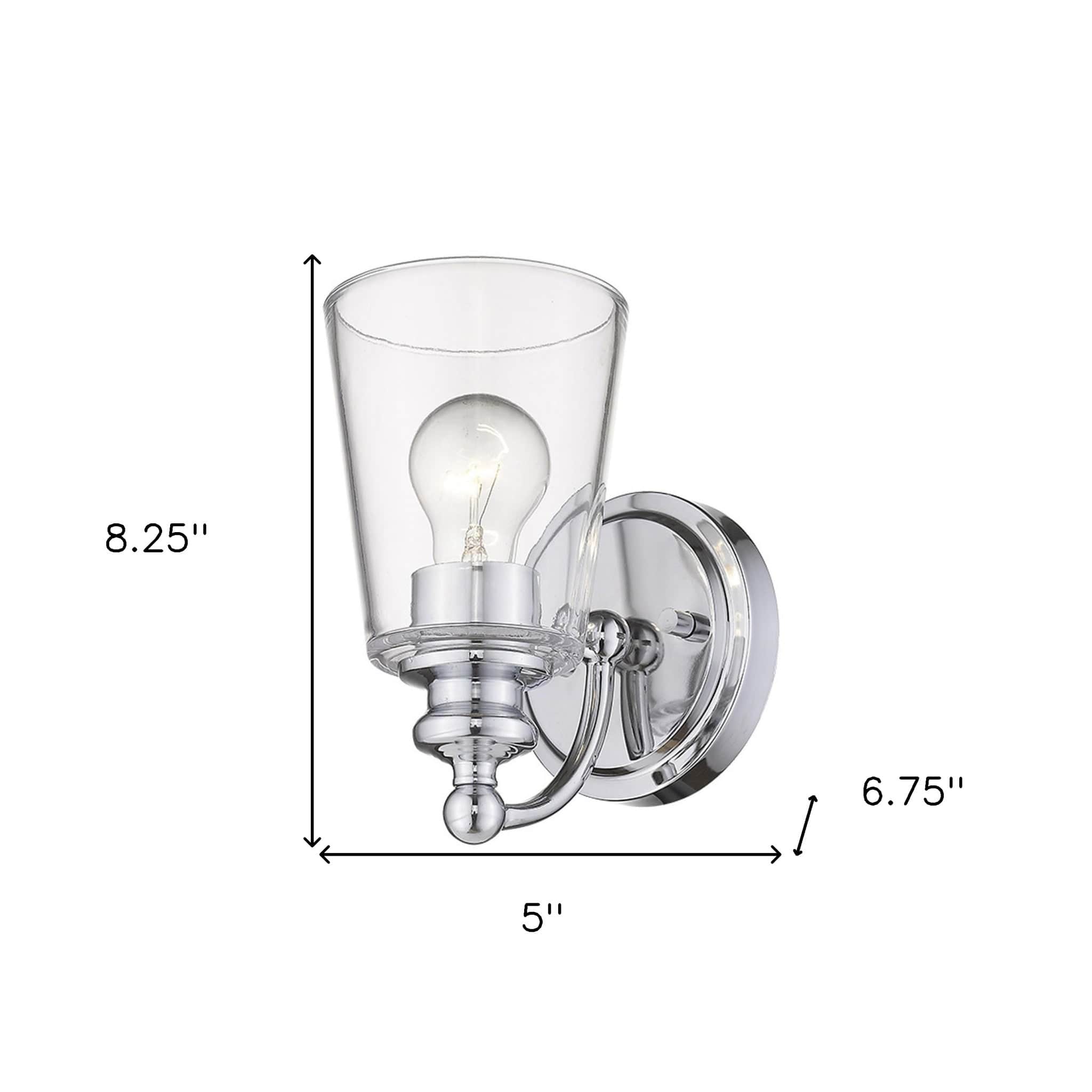 One Light Silver Glass Shade Wall Sconce - Homeroots