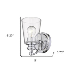One Light Silver Glass Shade Wall Sconce - Homeroots