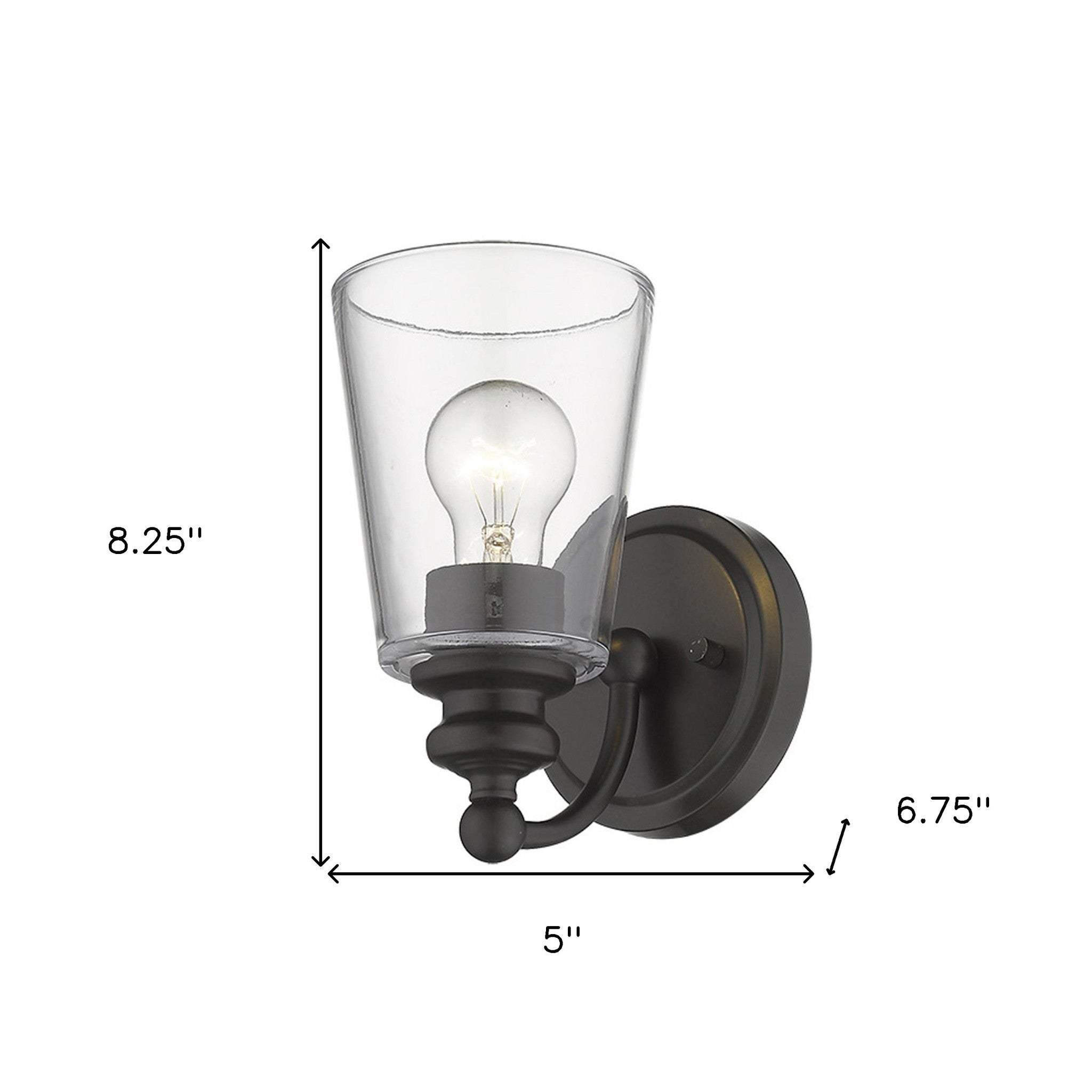One Light Antique Bronze Glass Shade Wall Sconce - Homeroots - Flyclothing LLC