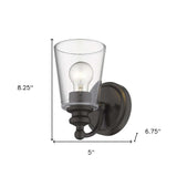 One Light Antique Bronze Glass Shade Wall Sconce - Homeroots - Flyclothing LLC