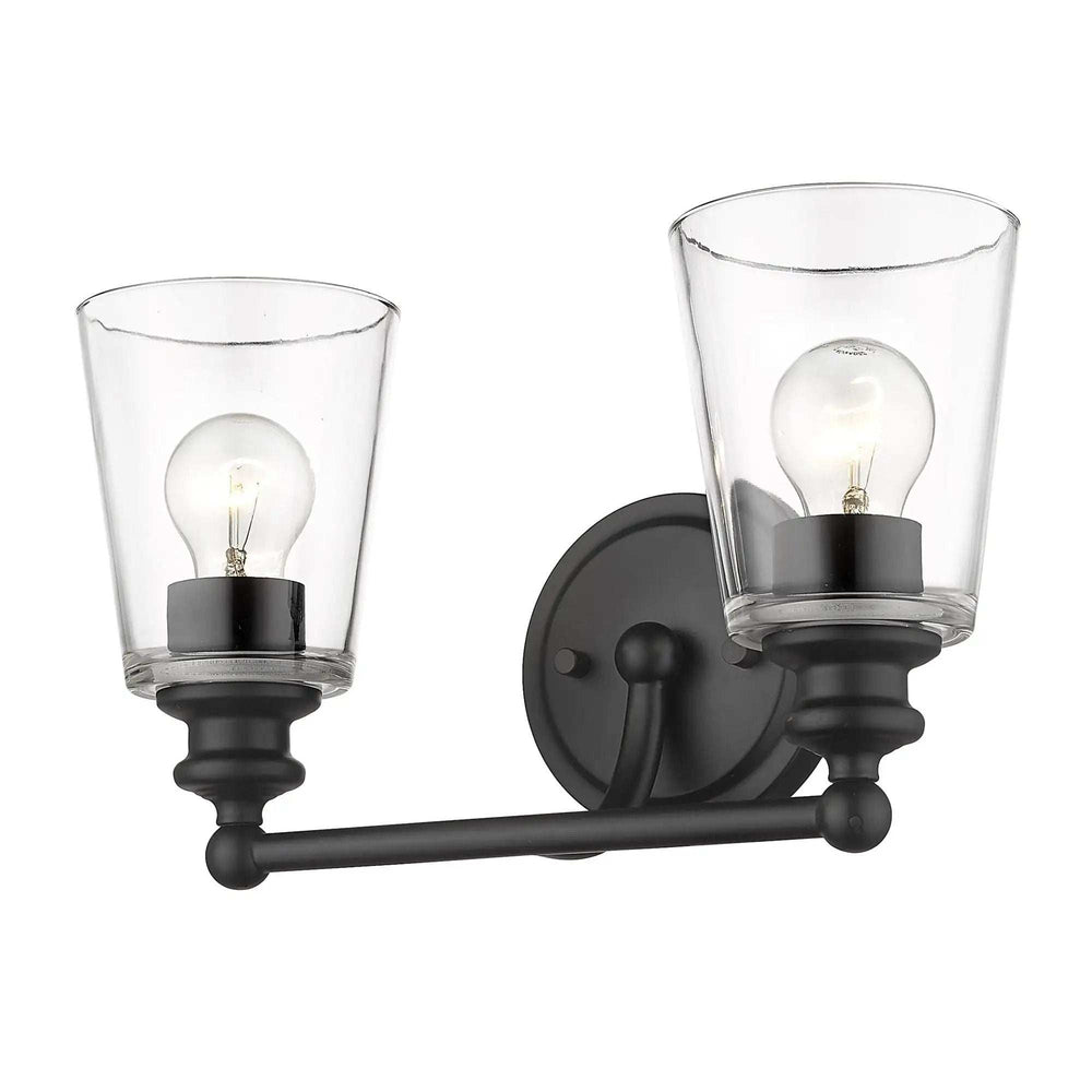Two Light Matte Black Glass Shade Wall Sconce - Homeroots - Flyclothing LLC