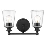 Two Light Matte Black Glass Shade Wall Sconce - Homeroots - Flyclothing LLC