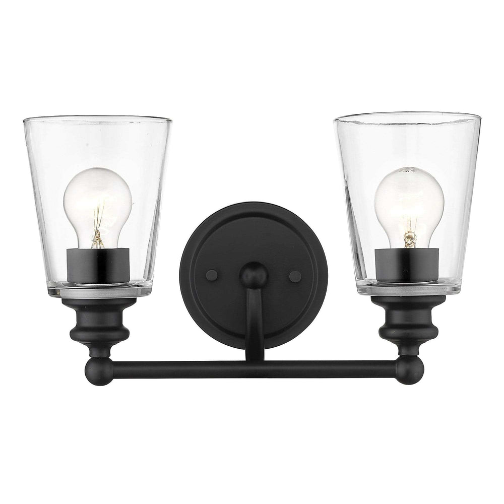Two Light Matte Black Glass Shade Wall Sconce - Homeroots - Flyclothing LLC