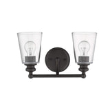 Two Light Antique Bronze Glass Shade Wall Sconce - Homeroots - Flyclothing LLC