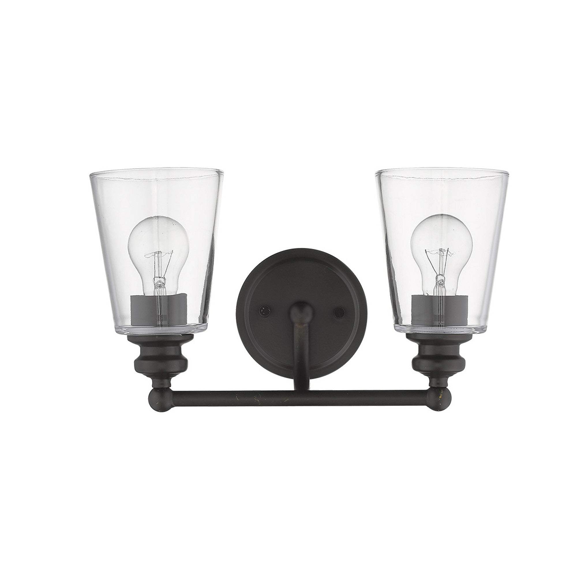 Two Light Antique Bronze Glass Shade Wall Sconce - Homeroots - Flyclothing LLC