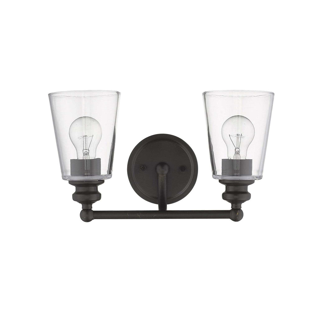 Two Light Antique Bronze Glass Shade Wall Sconce - Homeroots - Flyclothing LLC